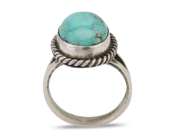 Navajo Ring 925 Silver Natural Blue Turquoise Native American Artist C.80's