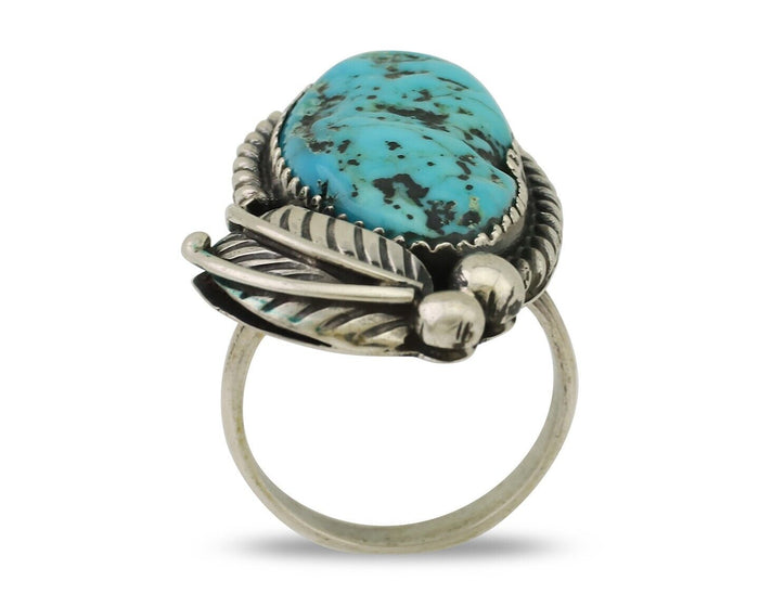 Navajo Ring 925 Silver Natural Blue Turquoise Native American Artist C.80's