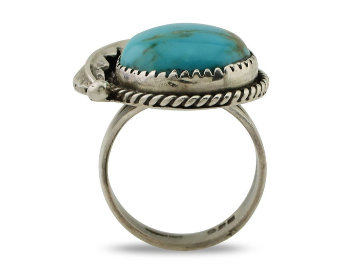 Navajo Ring 925 Silver Natural Blue Turquoise Native American Artist C.80's