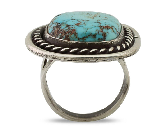 Navajo Ring 925 Silver Natural Blue Turquoise Native American Artist C.80's