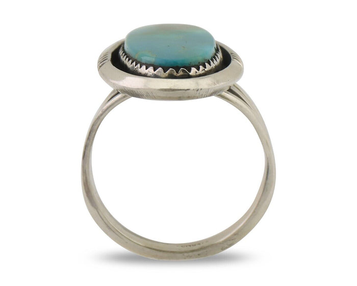 Navajo Ring 925 Silver Natural Blue Turquoise Native American Artist C.80's