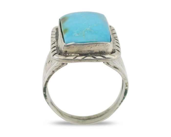 Navajo Ring 925 Silver Natural Blue Turquoise Native American Artist C.80's