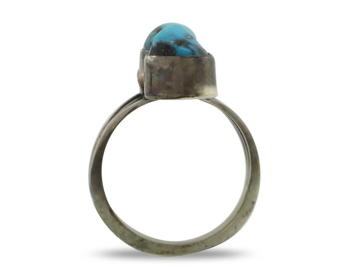 Navajo Ring 925 Silver Natural Blue Turquoise Native American Artist C.80's