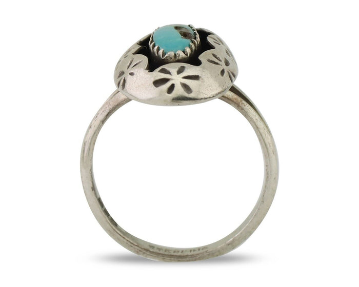 Navajo Ring 925 Silver Natural Blue Turquoise Native American Artist C.80's