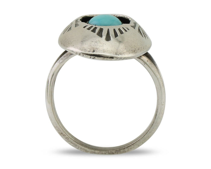 Navajo Ring 925 Silver Natural Blue Turquoise Native American Artist C.80's