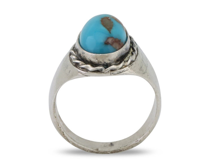 Navajo Ring 925 Silver Natural Blue Turquoise Native American Artist C.80's