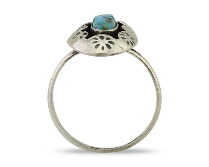 Navajo Ring 925 Silver Natural Blue Turquoise Native American Artist C.80's