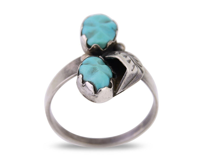 Navajo Ring 925 Silver Natural Blue Turquoise Native American Artist C.80's