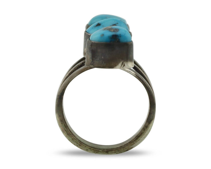 Navajo Ring 925 Silver Natural Blue Turquoise Native American Artist C.80's