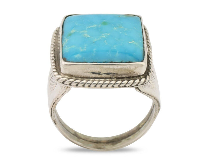 Navajo Ring 925 Silver Natural Blue Turquoise Native American Artist C.80's