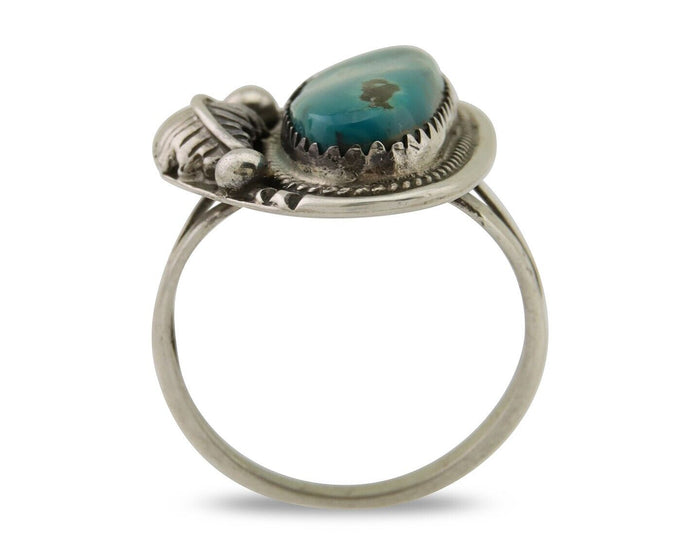 Navajo Ring 925 Silver Natural Blue Turquoise Native American Artist C.80's