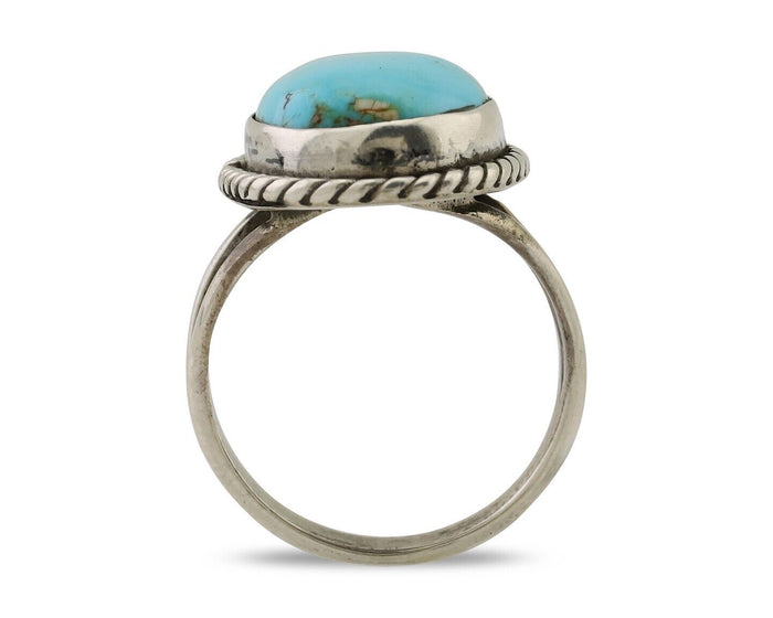 Navajo Ring 925 Silver Natural Blue Turquoise Native American Artist C.80's