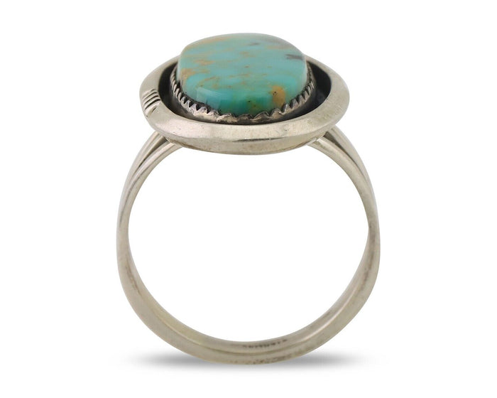 Navajo Ring 925 Silver Natural Blue Turquoise Native American Artist C.80's