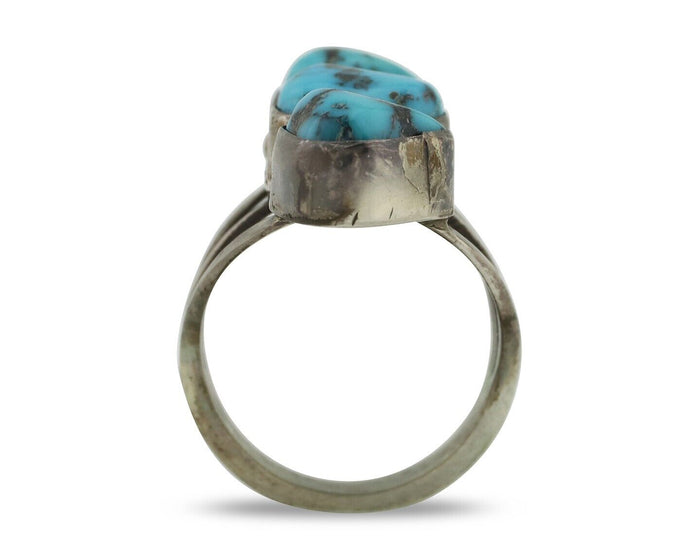 Navajo Ring 925 Silver Natural Blue Turquoise Native American Artist C.80's