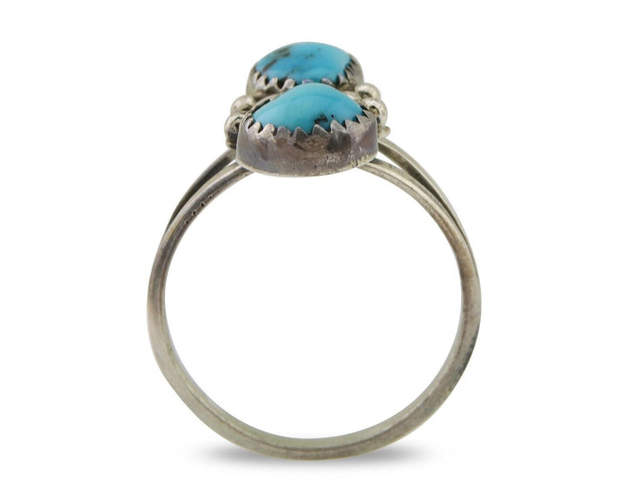 Navajo Ring 925 Silver Natural Blue Turquoise Native American Artist C.80's