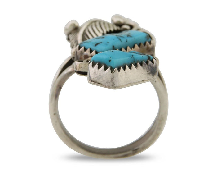 Navajo Ring 925 Silver Natural Blue Turquoise Native American Artist C.80's
