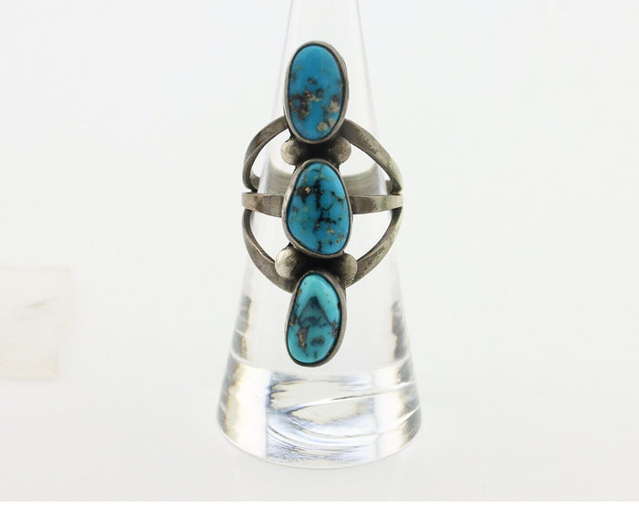 Navajo Ring 925 Silver Natural Blue Turquoise Native American Artist C.80's