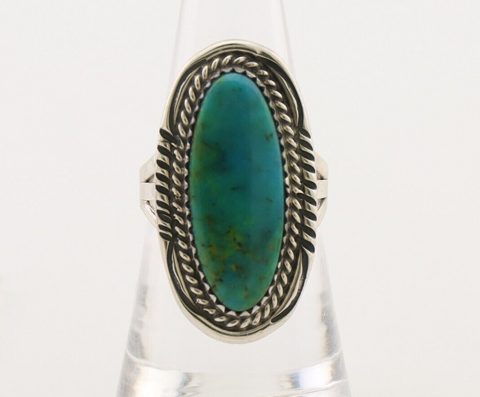 Navajo Ring 925 Silver Natural Blue Turquoise Native American Artist C.80's