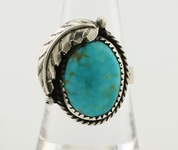 Navajo Ring 925 Silver Natural Blue Turquoise Native American Artist C.80's