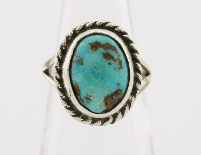Navajo Ring 925 Silver Natural Blue Turquoise Native American Artist C.80's