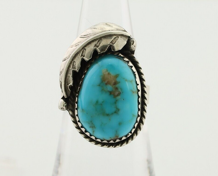 Navajo Ring 925 Silver Natural Blue Turquoise Native American Artist C.80's