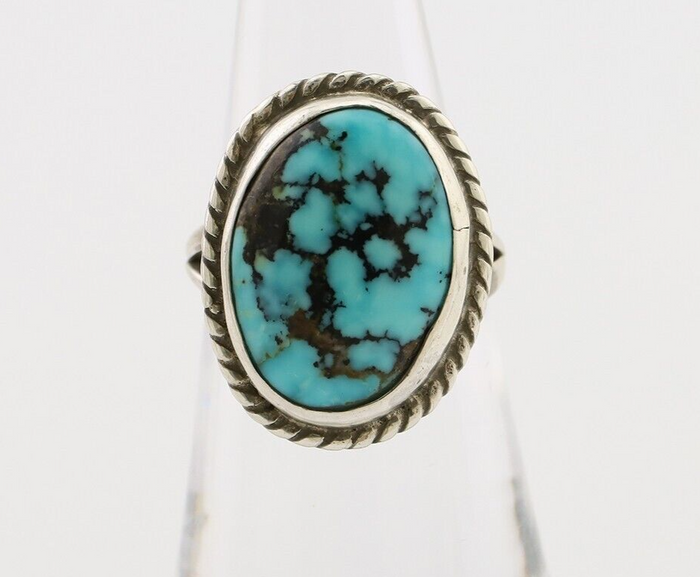 Navajo Ring 925 Silver Natural Blue Turquoise Native American Artist C.80's
