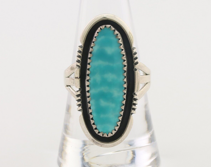 Navajo Ring 925 Silver Natural Blue Turquoise Native American Artist C.80's
