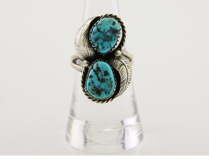 Navajo Ring 925 Silver Natural Blue Turquoise Native American Artist C.80's