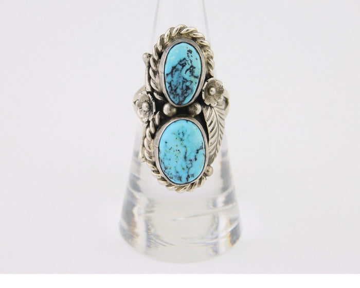Navajo Ring 925 Silver Natural Blue Turquoise Native American Artist C.80's