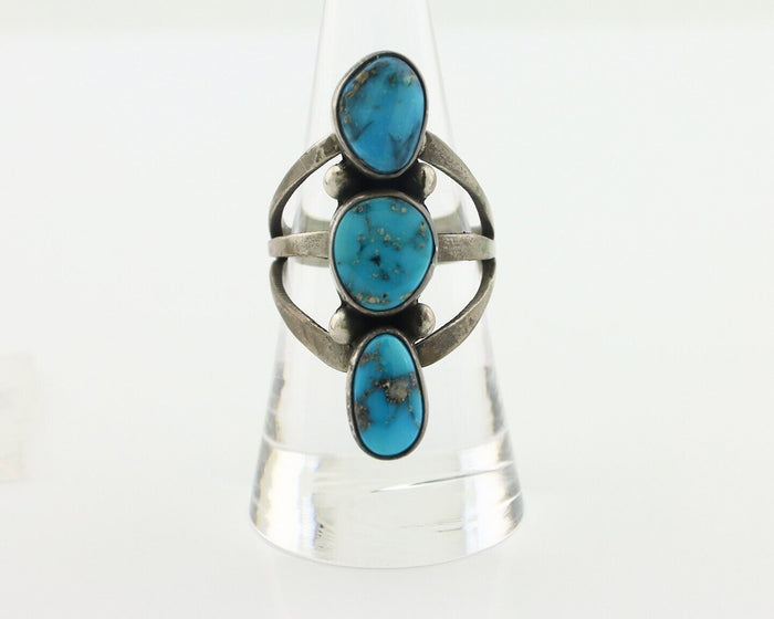 Navajo Ring 925 Silver Natural Blue Turquoise Native American Artist C.80's