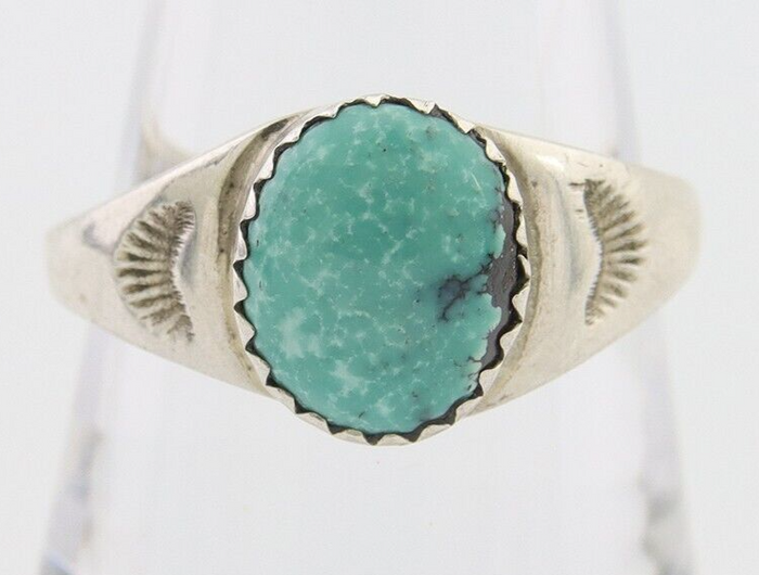 Navajo Ring 925 Silver Natural Blue Turquoise Native American Artist C.80's