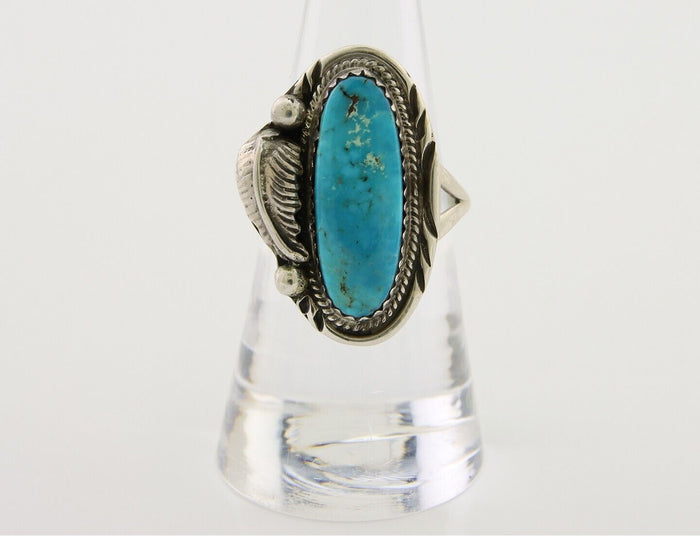 Navajo Ring 925 Silver Natural Blue Turquoise Native American Artist C.80's
