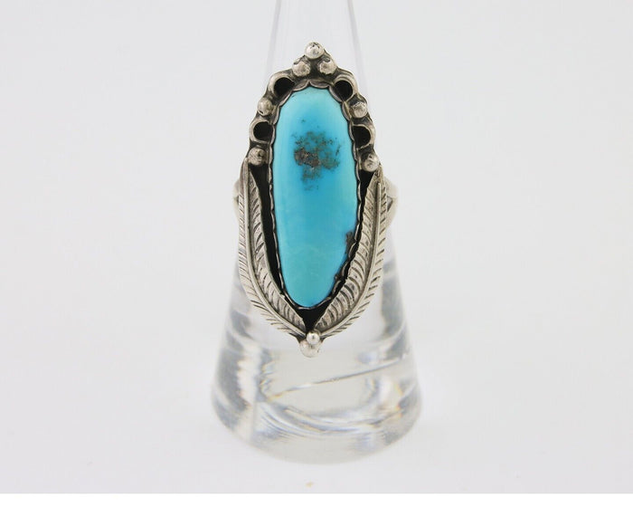 Navajo Ring 925 Silver Natural Blue Turquoise Native American Artist C.80's