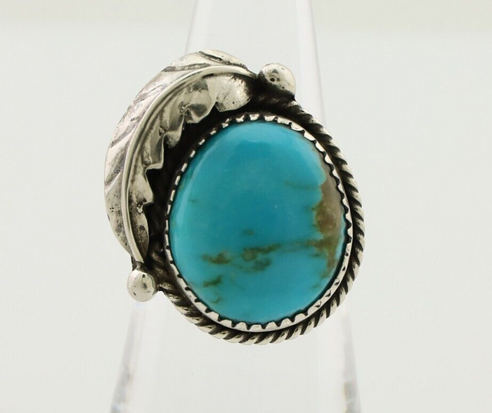 Navajo Ring 925 Silver Natural Blue Turquoise Native American Artist C.80's