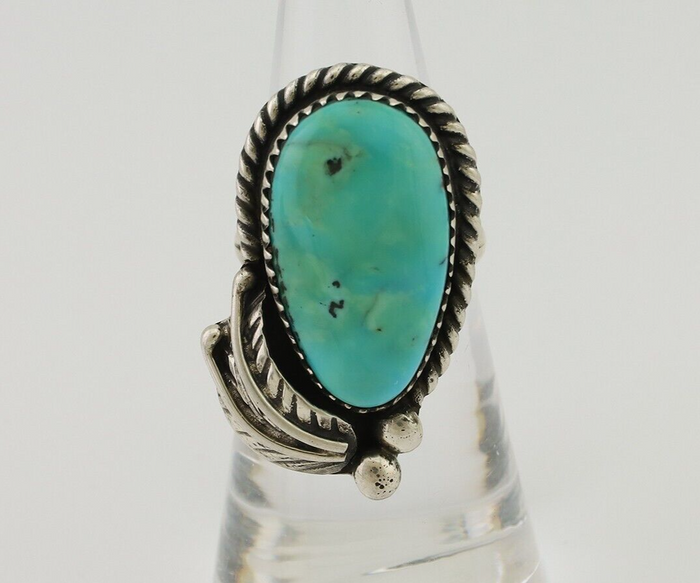 Navajo Ring 925 Silver Natural Blue Turquoise Native American Artist C.80's