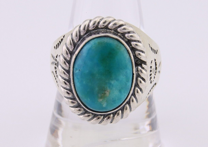 Navajo Ring 925 Silver Natural Blue Turquoise Native American Artist C.80's