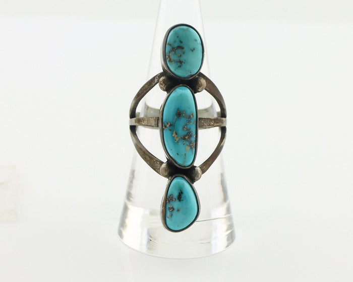 Navajo Ring 925 Silver Natural Blue Turquoise Native American Artist C.80's