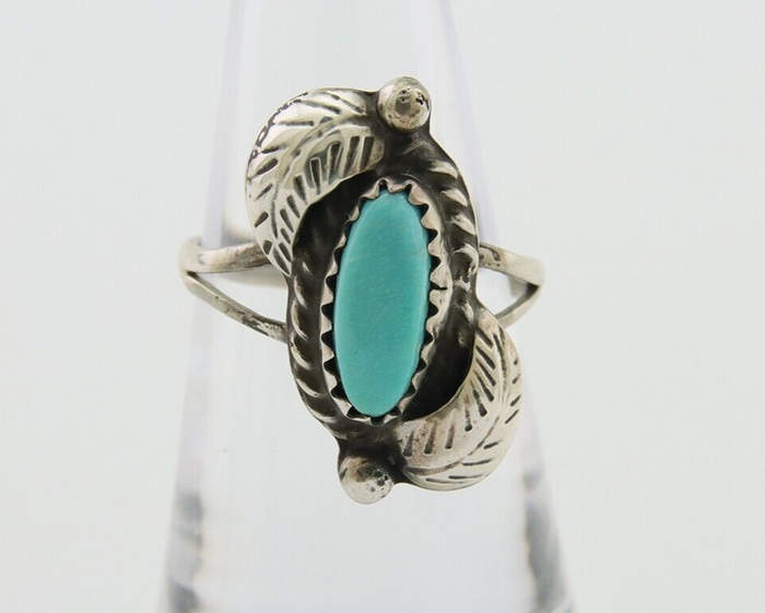 Navajo Ring 925 Silver Natural Blue Turquoise Native American Artist C.80's