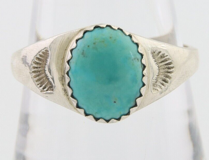 Navajo Ring 925 Silver Natural Blue Turquoise Native American Artist C.80's