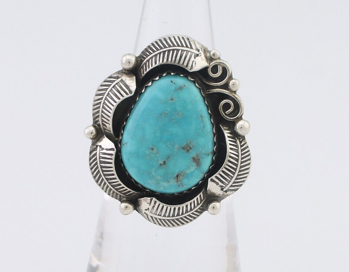 Navajo Ring 925 Silver Natural Blue Turquoise Native American Artist C.80's