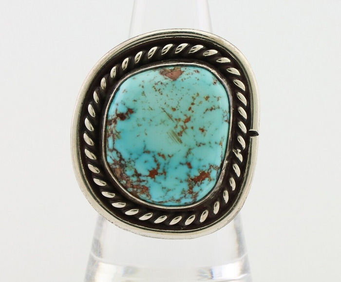 Navajo Ring 925 Silver Natural Blue Turquoise Native American Artist C.80's