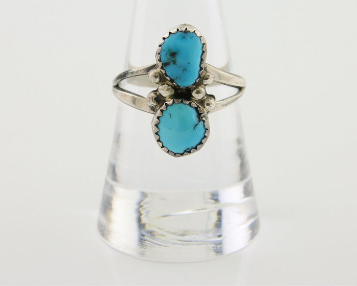 Navajo Ring 925 Silver Natural Blue Turquoise Native American Artist C.80's