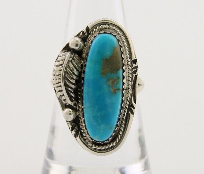 Navajo Ring 925 Silver Natural Blue Turquoise Native American Artist C.80's
