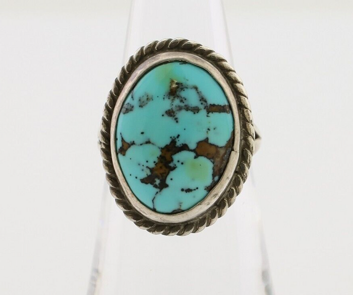 Navajo Ring 925 Silver Natural Blue Turquoise Native American Artist C.80's