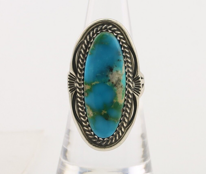 Navajo Ring 925 Silver Natural Blue Turquoise Native American Artist C.80's