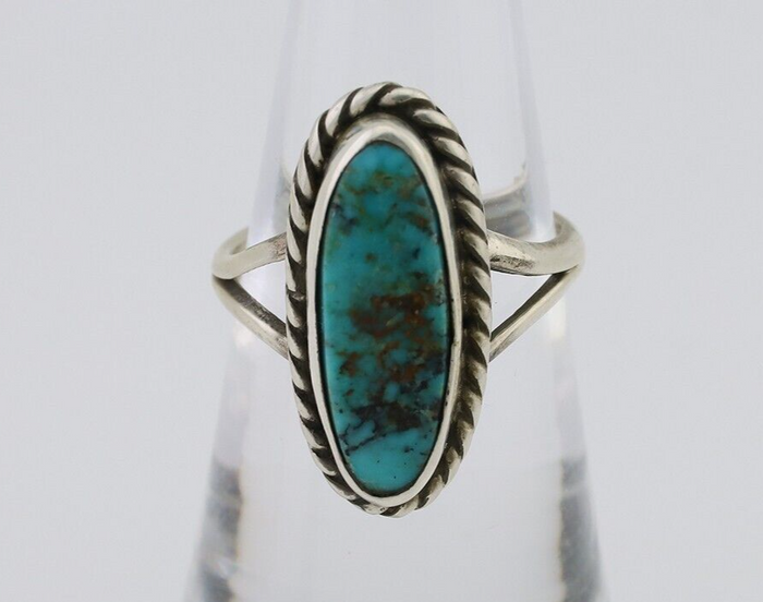 Navajo Ring 925 Silver Natural Blue Turquoise Native American Artist C.80's