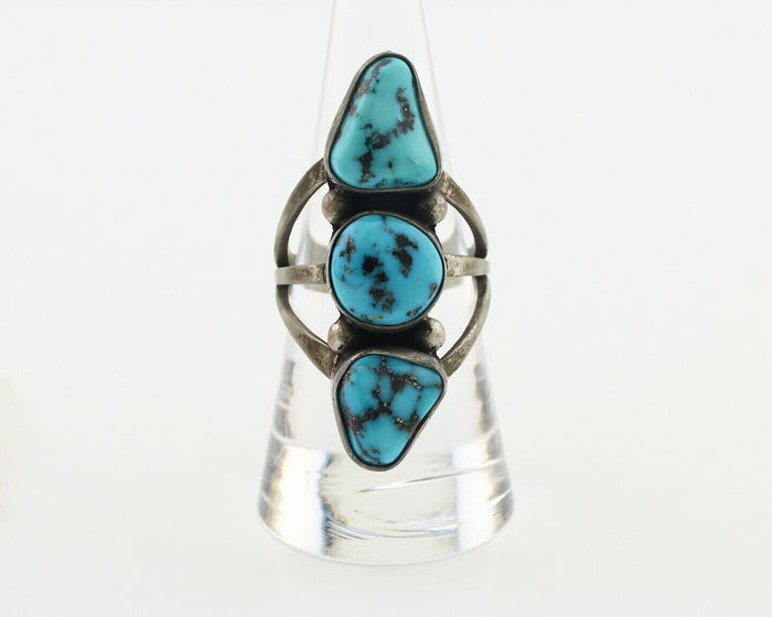 Navajo Ring 925 Silver Natural Blue Turquoise Native American Artist C.80's