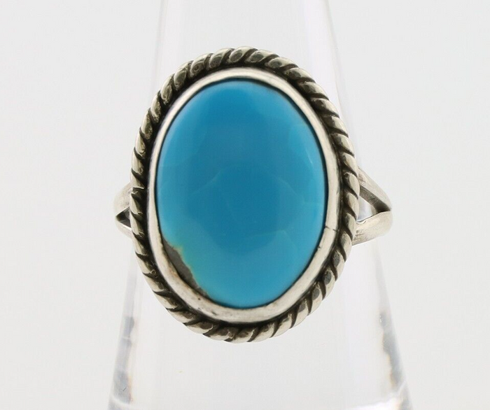 Navajo Ring 925 Silver Natural Blue Turquoise Native American Artist C.80's