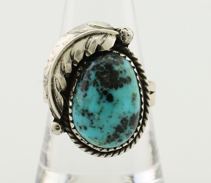 Navajo Ring 925 Silver Natural Blue Turquoise Native American Artist C.80's