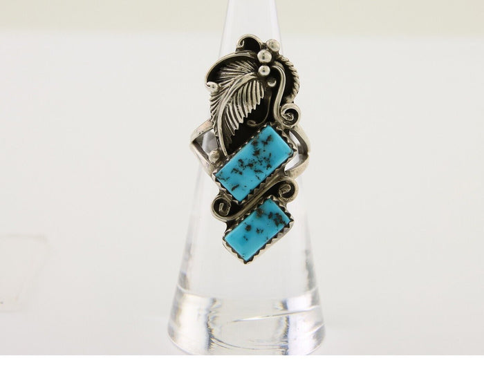 Navajo Ring 925 Silver Natural Blue Turquoise Native American Artist C.80's